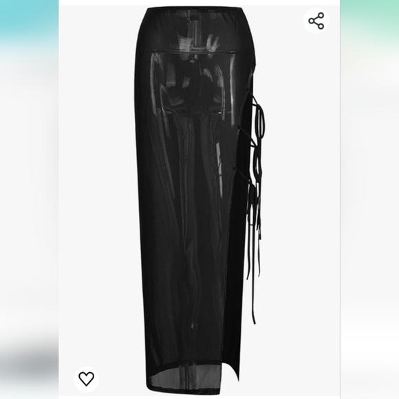 CAPE CLIQUE Printed Mesh Lace-up Maxi Skirt - Picture 1 of 5